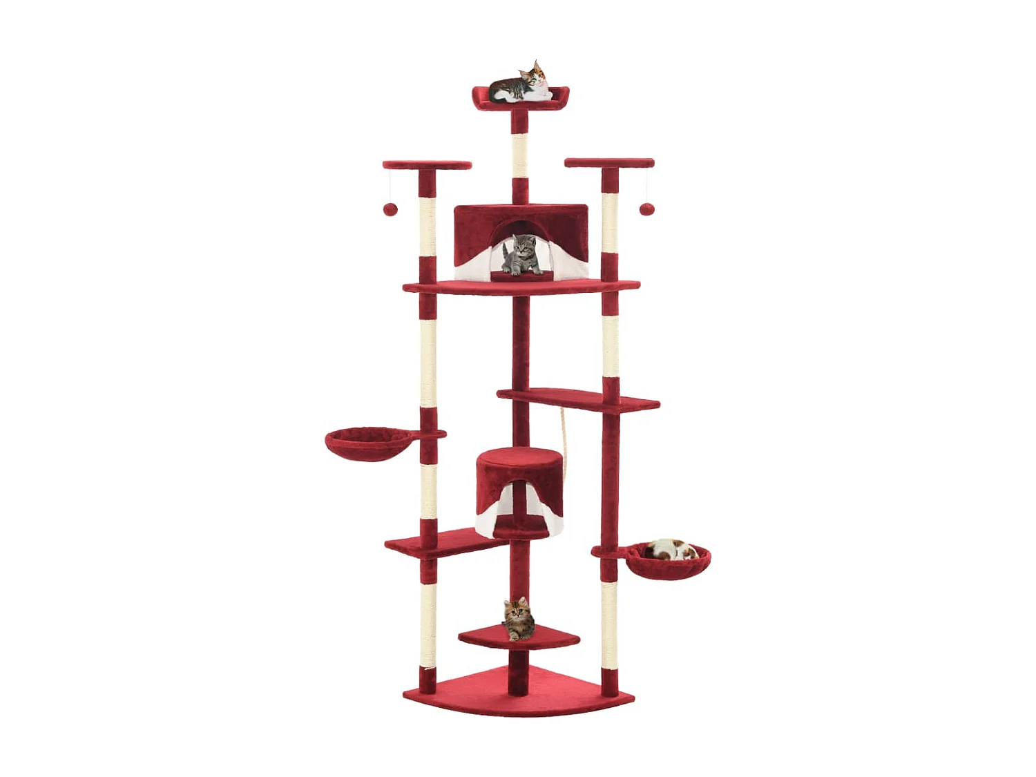 Junction City  Rascador para gatos con poste de sisal rojo y blanco 203 cm