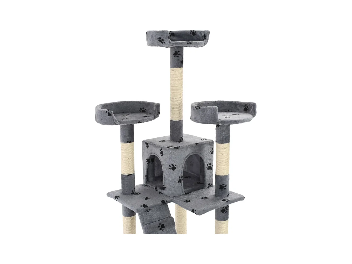 Nidrik  Arbre à chat et griffoirs Sisal 170cm Empreintes de pattes Gris