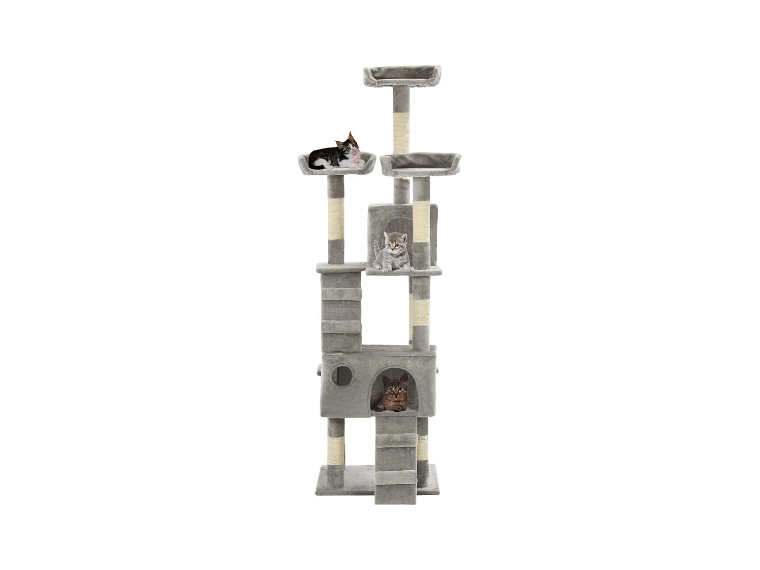 Nidrik  Arbre à chat avec griffoirs en sisal 170 cm Gris