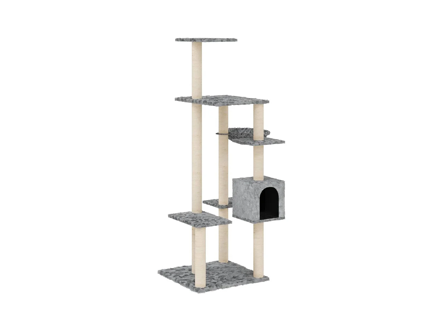 Henderson  Arbre à chat avec griffoirs en sisal Gris clair 142 cm