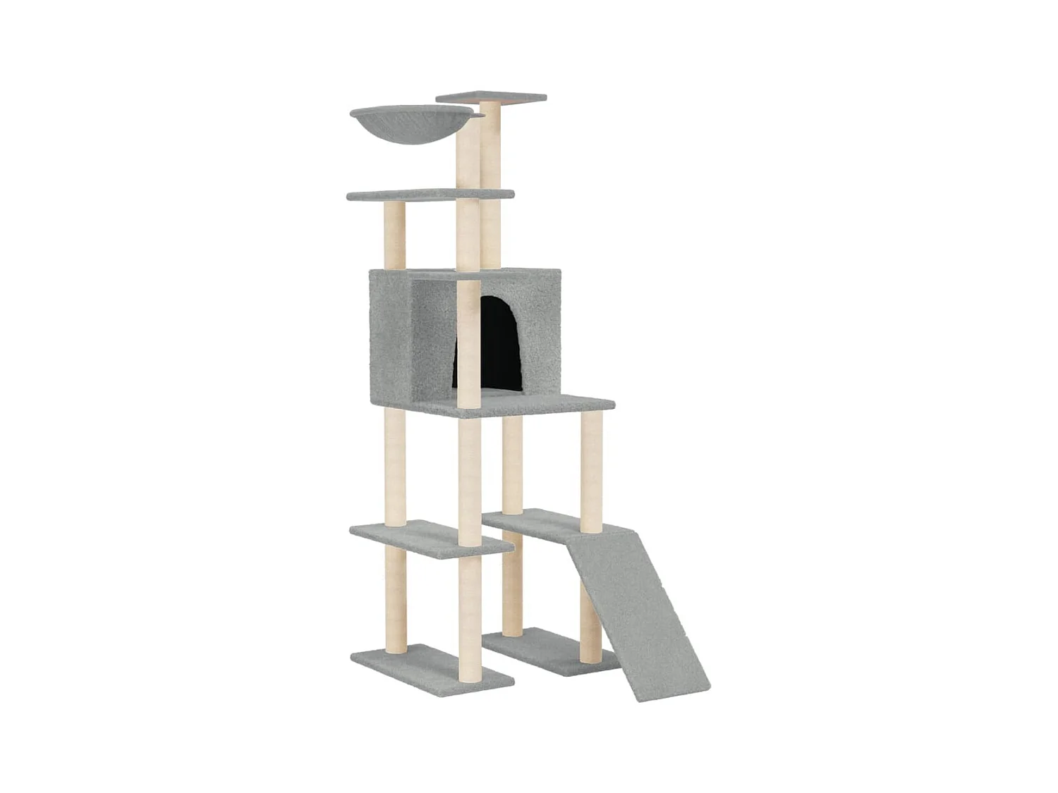 Grimhel  Arbre à chat avec griffoirs en sisal Gris clair 166 cm