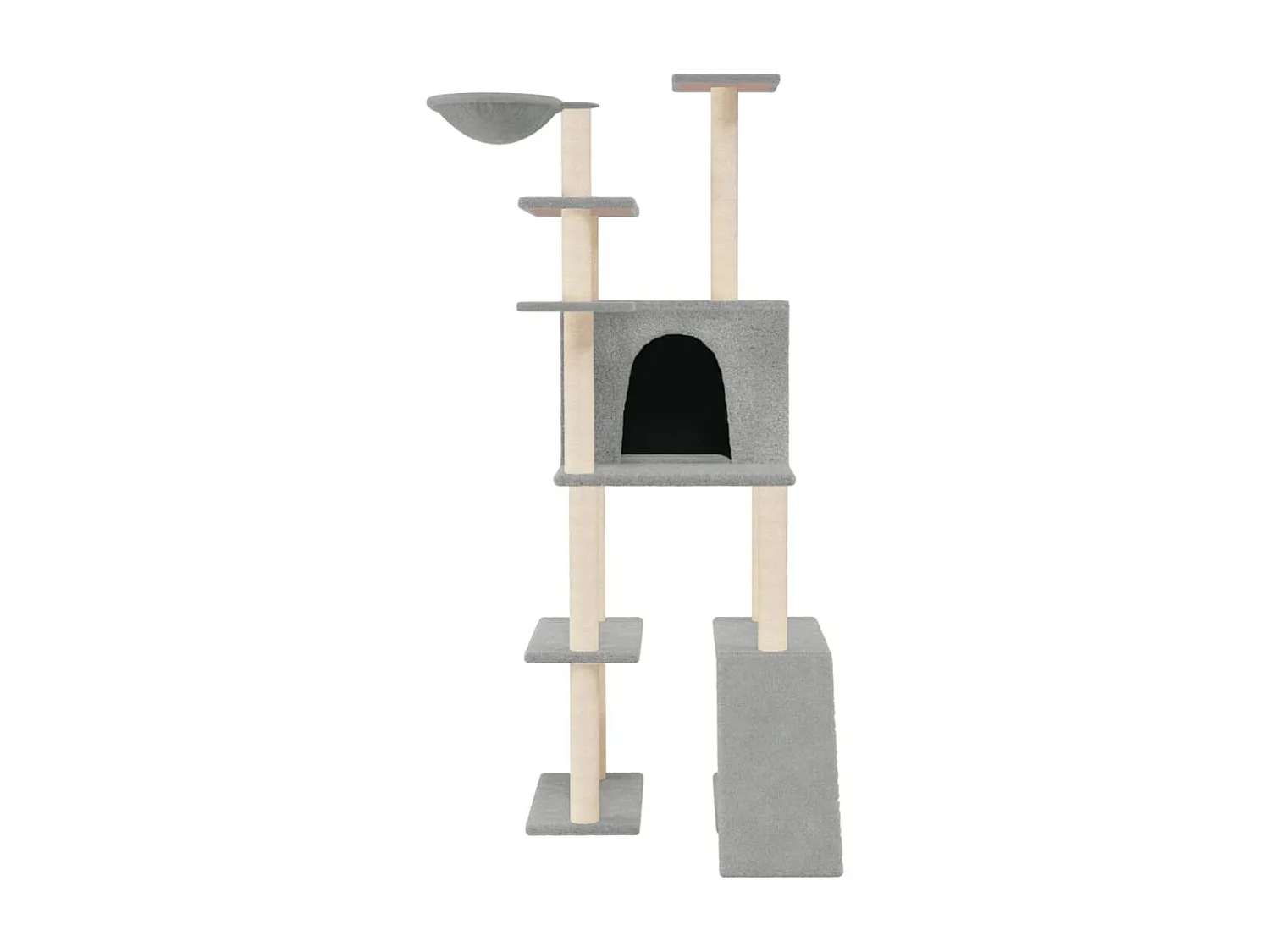 Grimhel  Arbre à chat avec griffoirs en sisal Gris clair 166 cm
