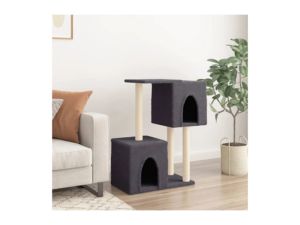 Leanna  Rascador para gatos con postes de sisal gris oscuro 86 cm