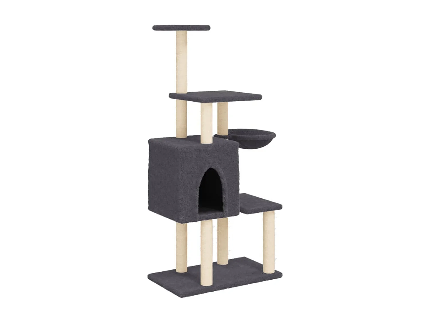 Goryn  Arbre à chat avec griffoirs en sisal Gris foncé 131 cm