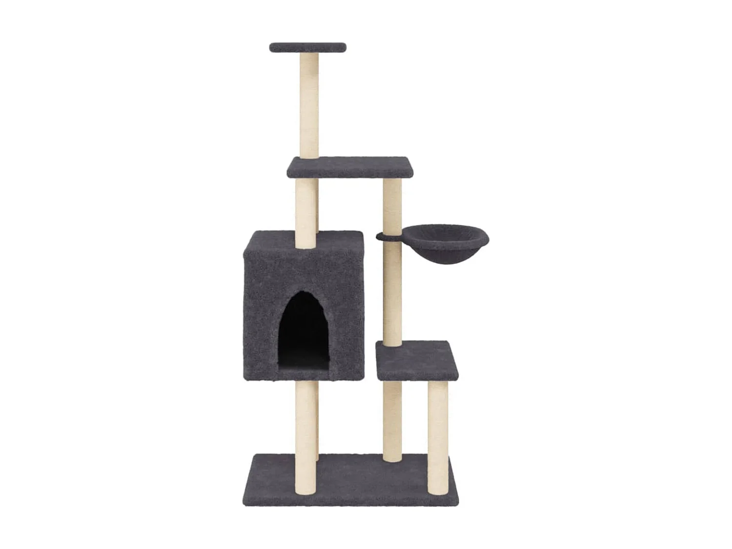 Goryn  Arbre à chat avec griffoirs en sisal Gris foncé 131 cm