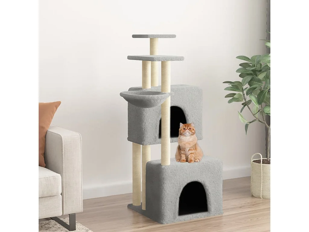 Loke  Arbre à chat avec griffoirs en sisal gris clair 122 cm