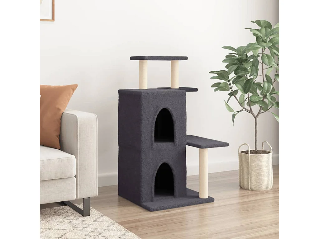 Torkel  Arbre à chat avec griffoirs en sisal gris foncé 97 cm