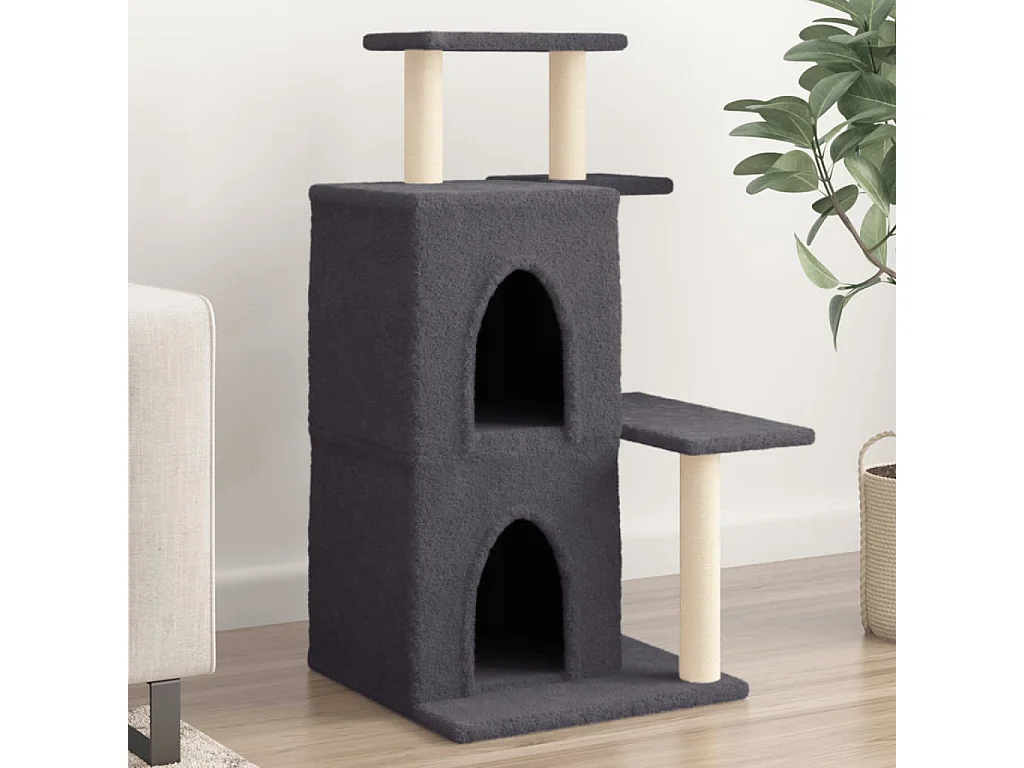 Torkel  Arbre à chat avec griffoirs en sisal gris foncé 97 cm
