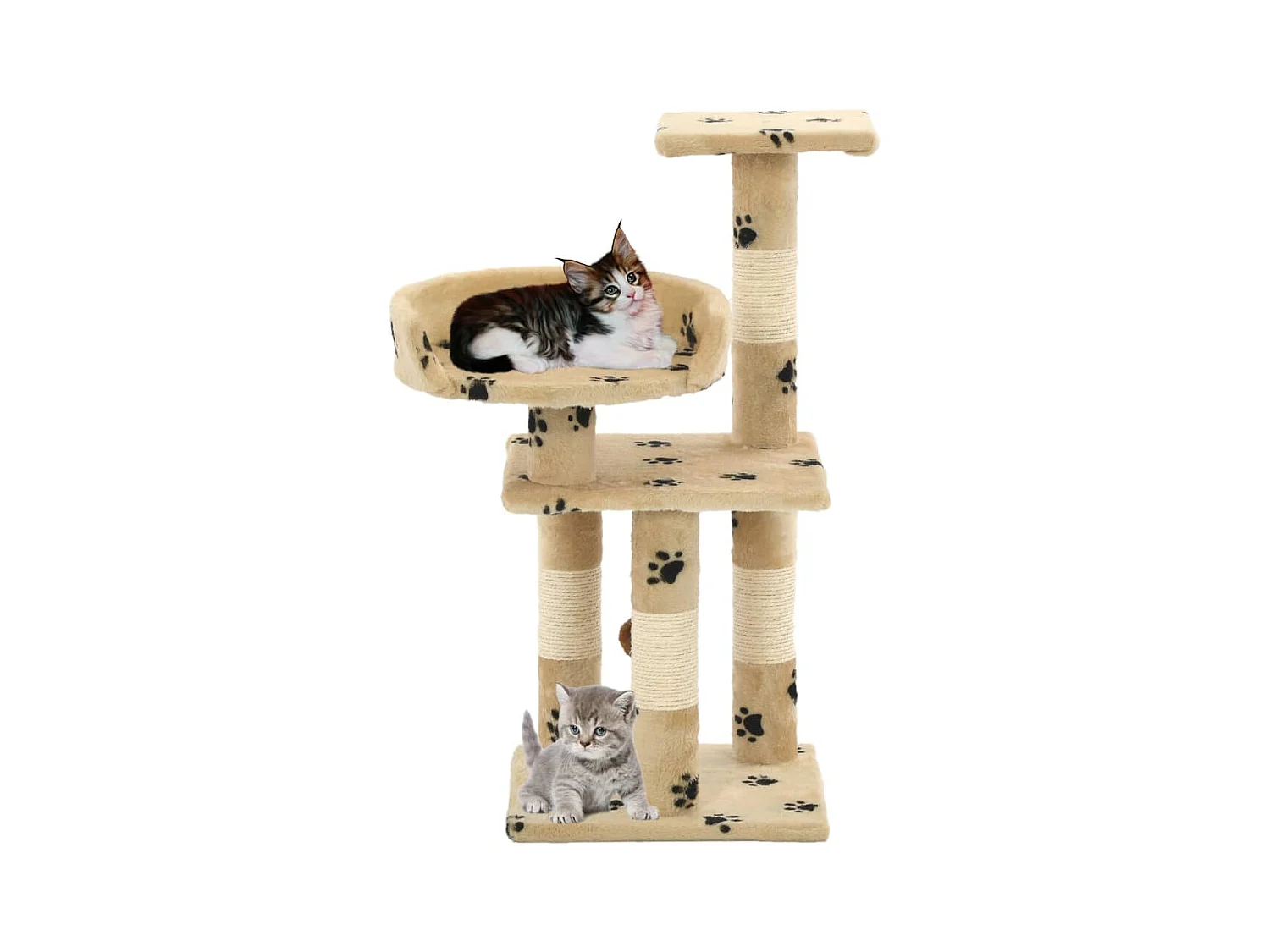 Sebastiano  Arbre à chat et griffoirs en sisal 65 cm Beige Motif de pattes