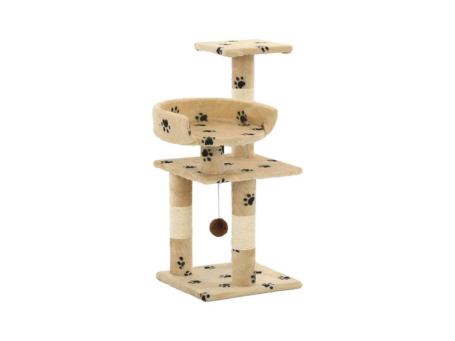Sebastiano  Arbre à chat et griffoirs en sisal 65 cm Beige Motif de pattes
