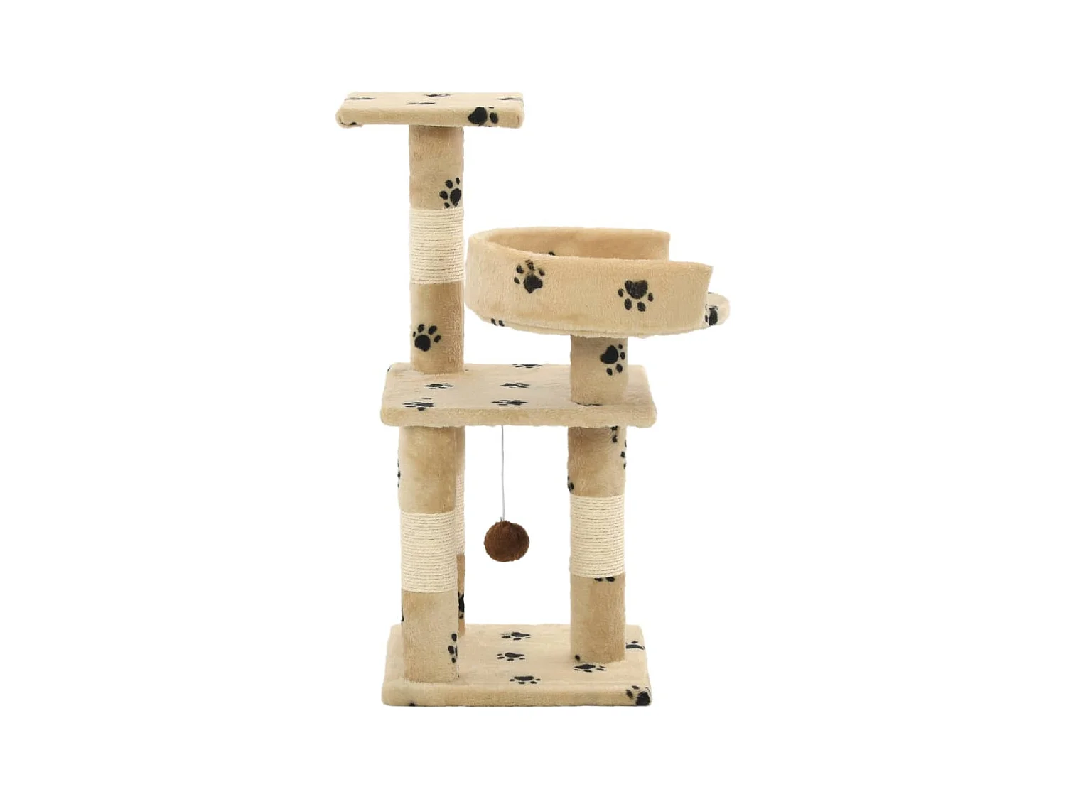 Sebastiano  Arbre à chat et griffoirs en sisal 65 cm Beige Motif de pattes