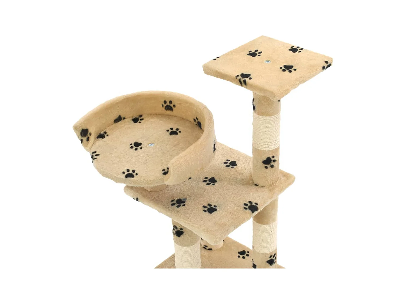 Sebastiano  Arbre à chat et griffoirs en sisal 65 cm Beige Motif de pattes