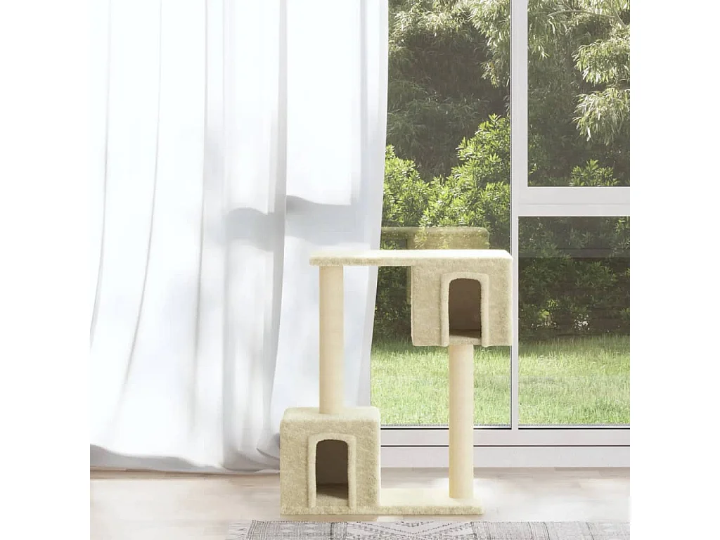 Milan  Arbre à chat avec griffoirs en sisal Crème 60 cm