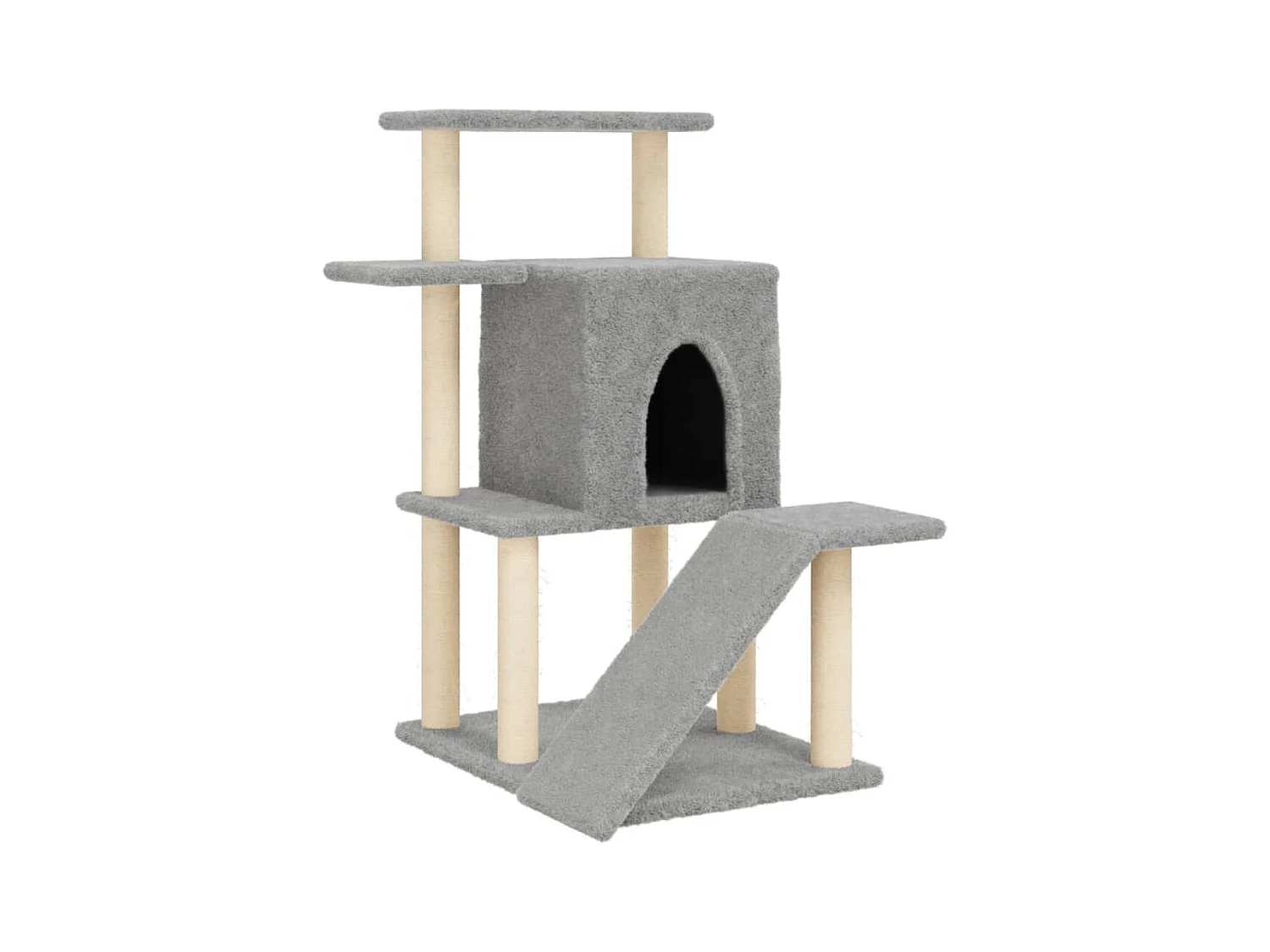Mathis-Paul  Rascador para gatos con postes de sisal gris claro 97 cm