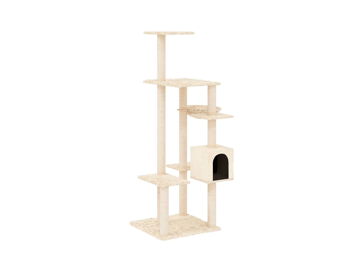 Henderson  Arbre à chat avec griffoirs en sisal Crème 142 cm