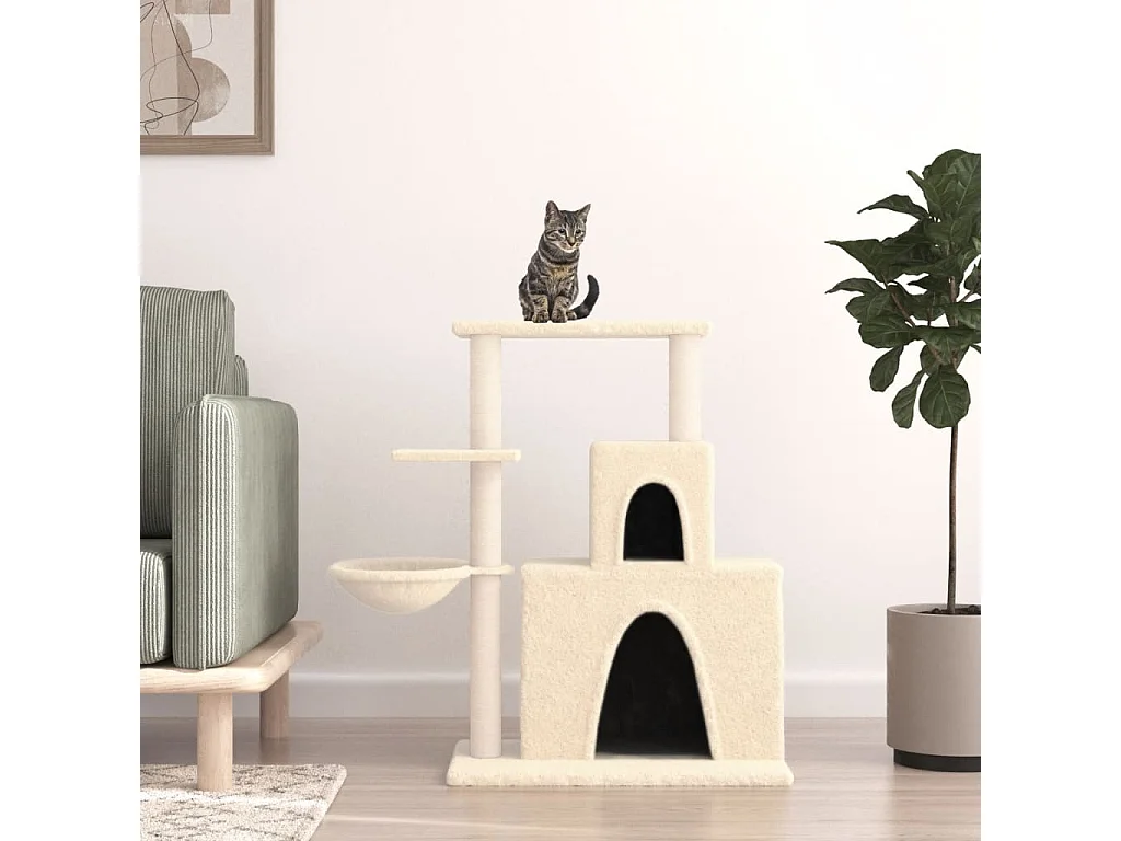 Fort Leonard Wood  Arbre à chat avec griffoirs en sisal Crème 83 cm