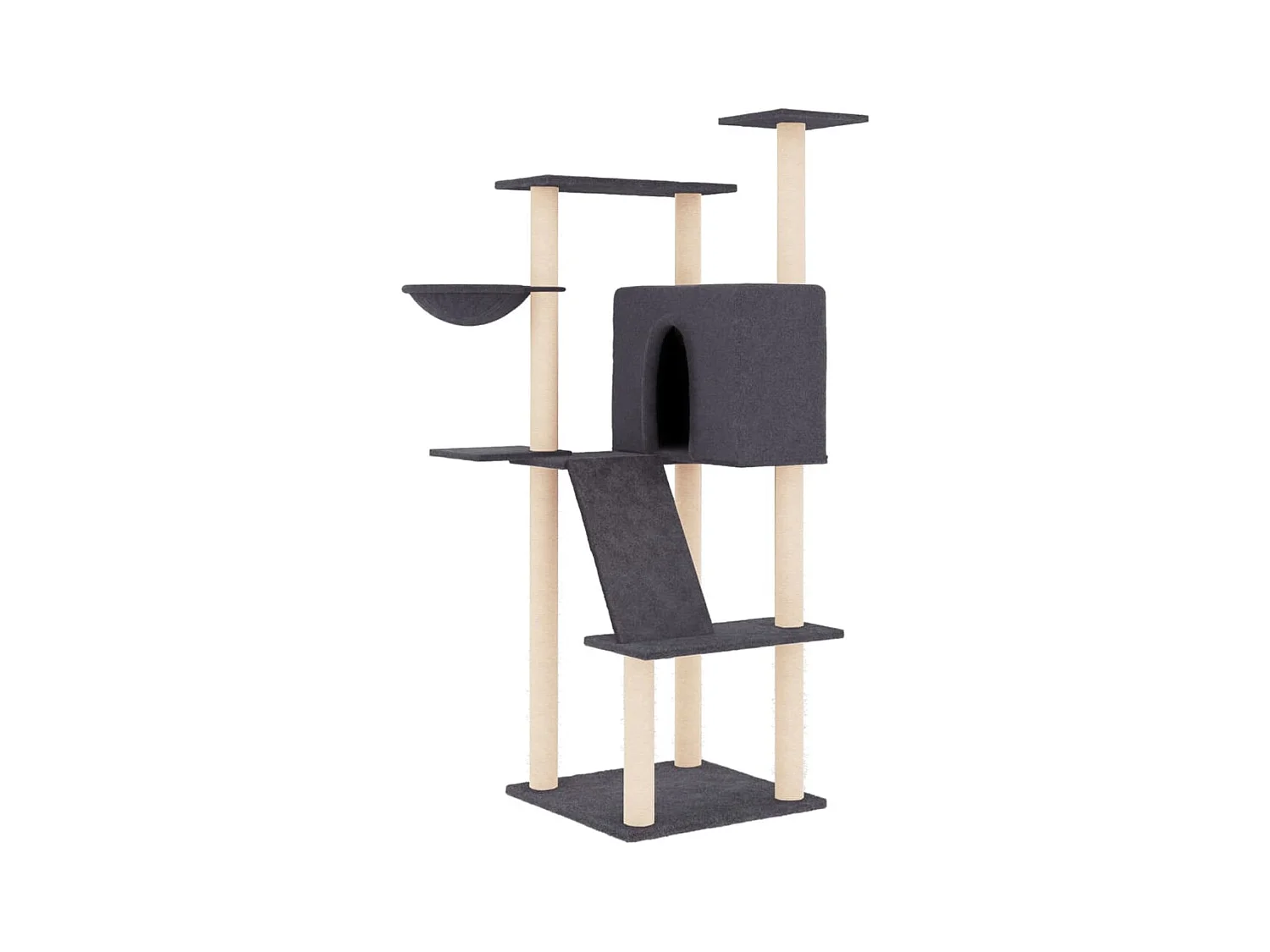 Nyfja  Arbre à chat avec griffoirs en sisal gris foncé 143 cm