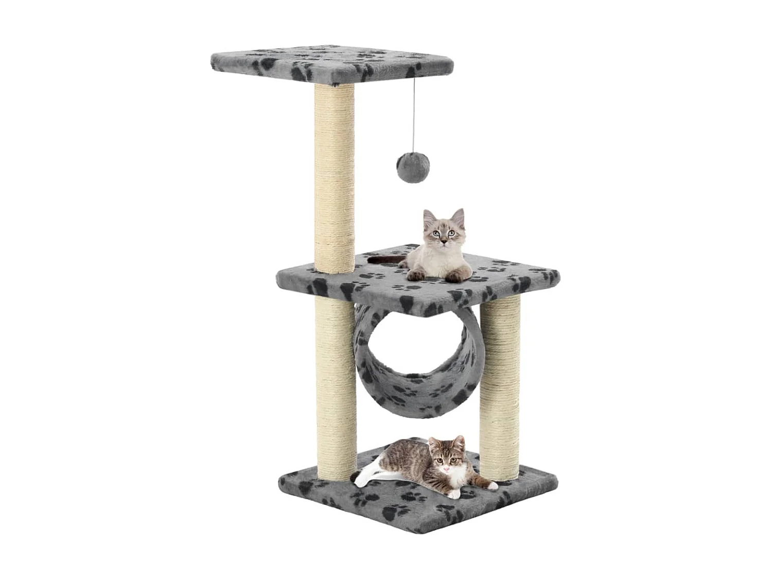 Colen  Arbre à chat avec griffoirs en sisal 65 cm Gris Motif de pattes