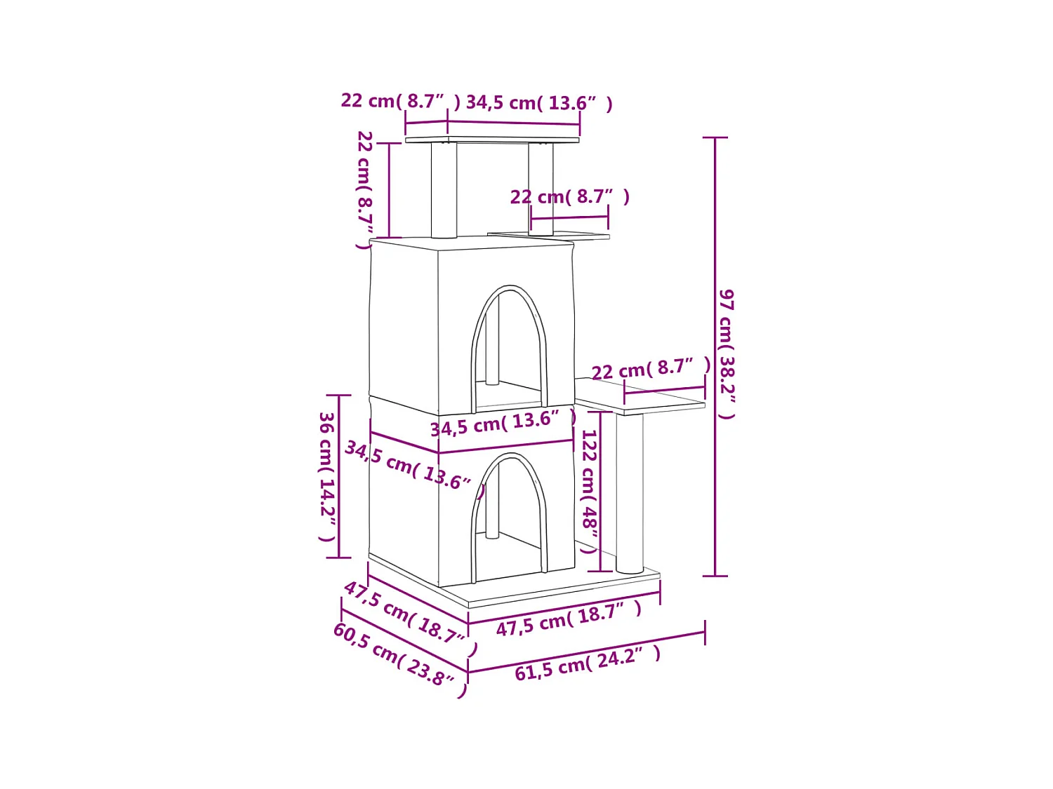 Torkel  Arbre à chat avec griffoirs en sisal gris clair 97 cm