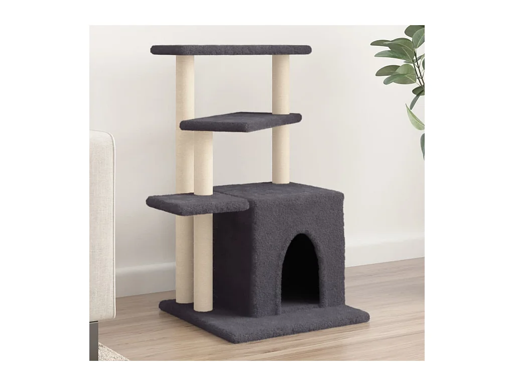 Leeuwarden  Arbre à chat avec griffoirs en sisal gris foncé 83,5 cm