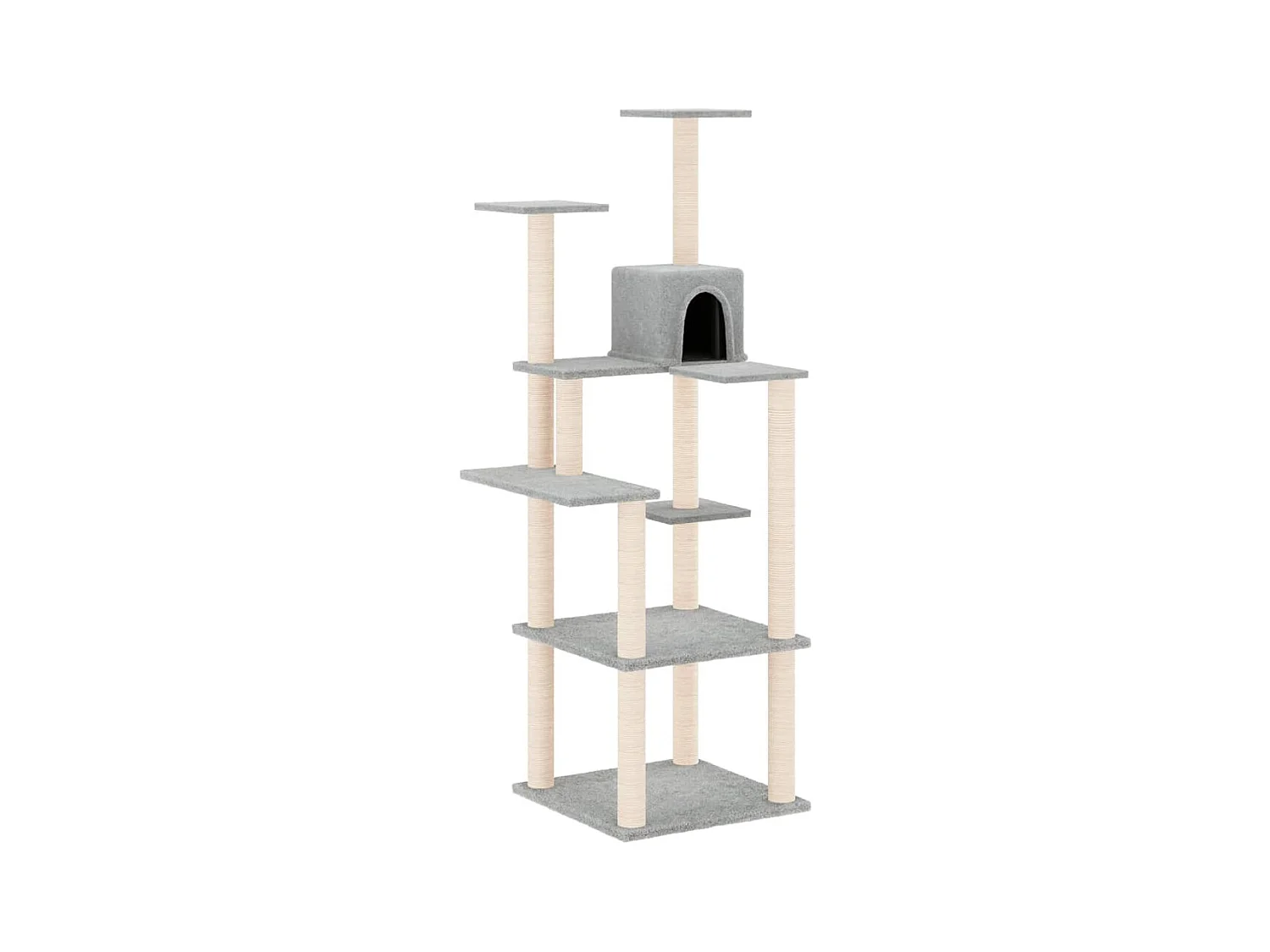 Burchard  Arbre à chat avec griffoirs en sisal Gris clair 153 cm