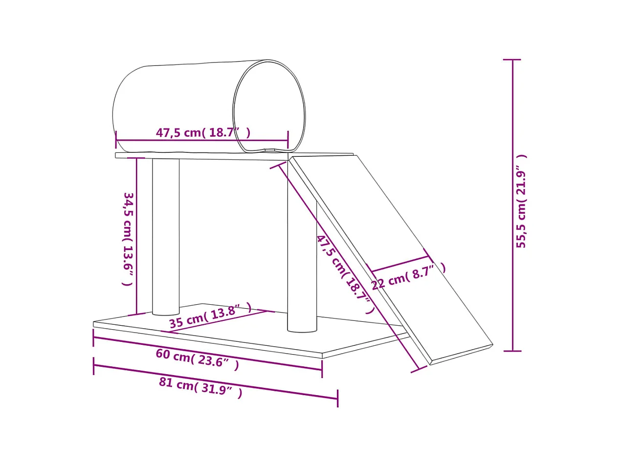 Prolenta Premium -  Arbres à chat avec tunnel et échelle gris foncé 55,5 cm