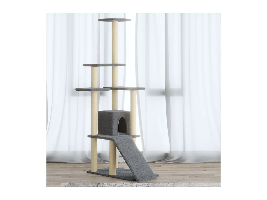 Tayfur  Arbre à chat avec griffoirs en sisal Gris clair 155 cm