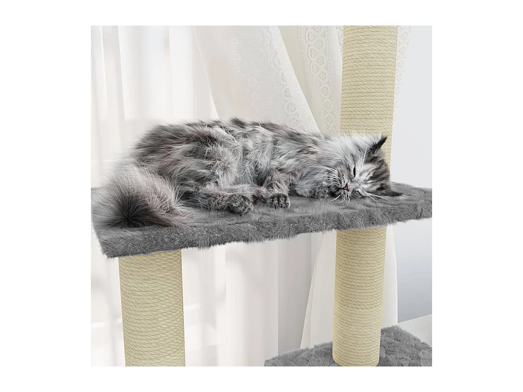 Tayfur  Arbre à chat avec griffoirs en sisal Gris clair 155 cm