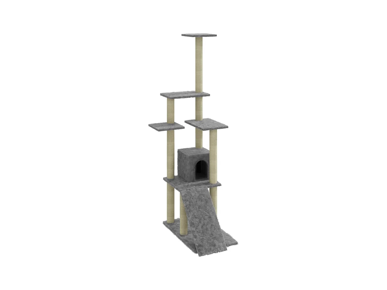 Tayfur  Rascador para gatos con postes de sisal gris claro 155 cm