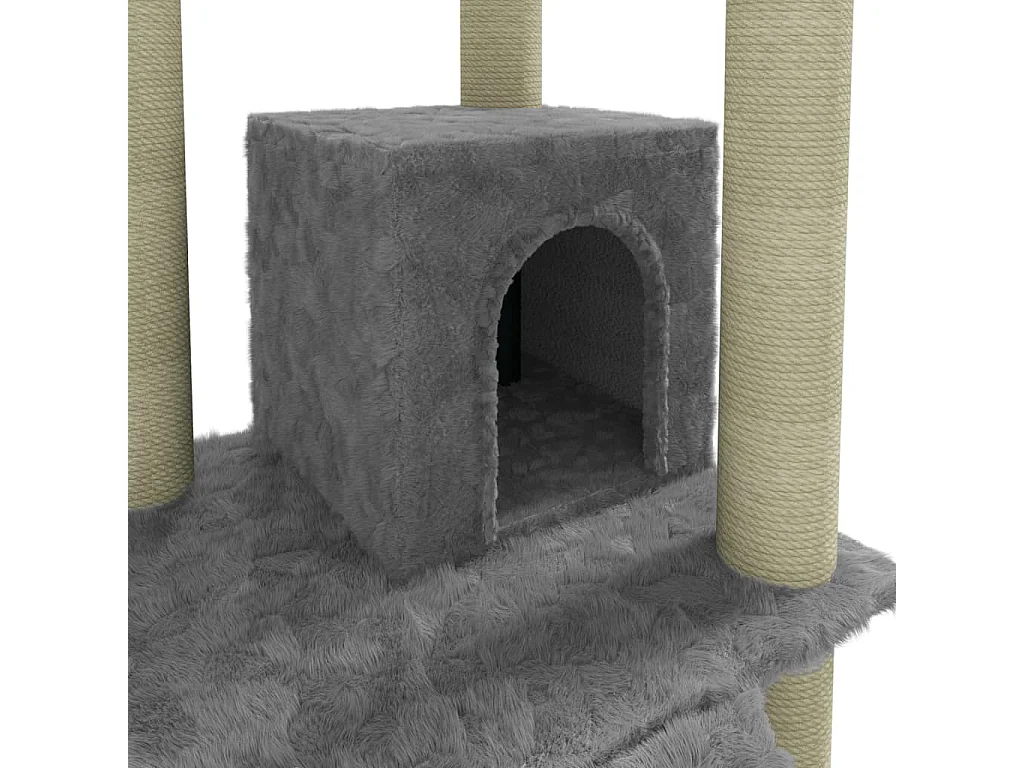 Tayfur  Arbre à chat avec griffoirs en sisal Gris clair 155 cm