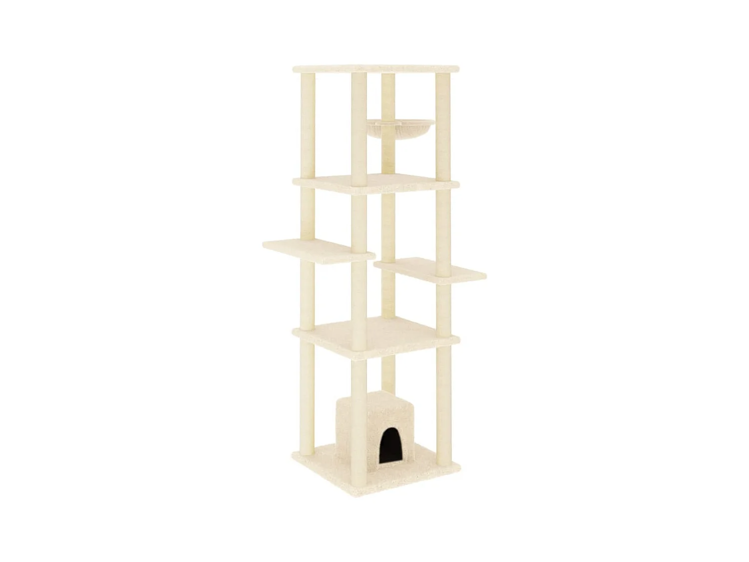 Gryvin  Arbre à chat avec griffoirs en sisal Crème 154 cm