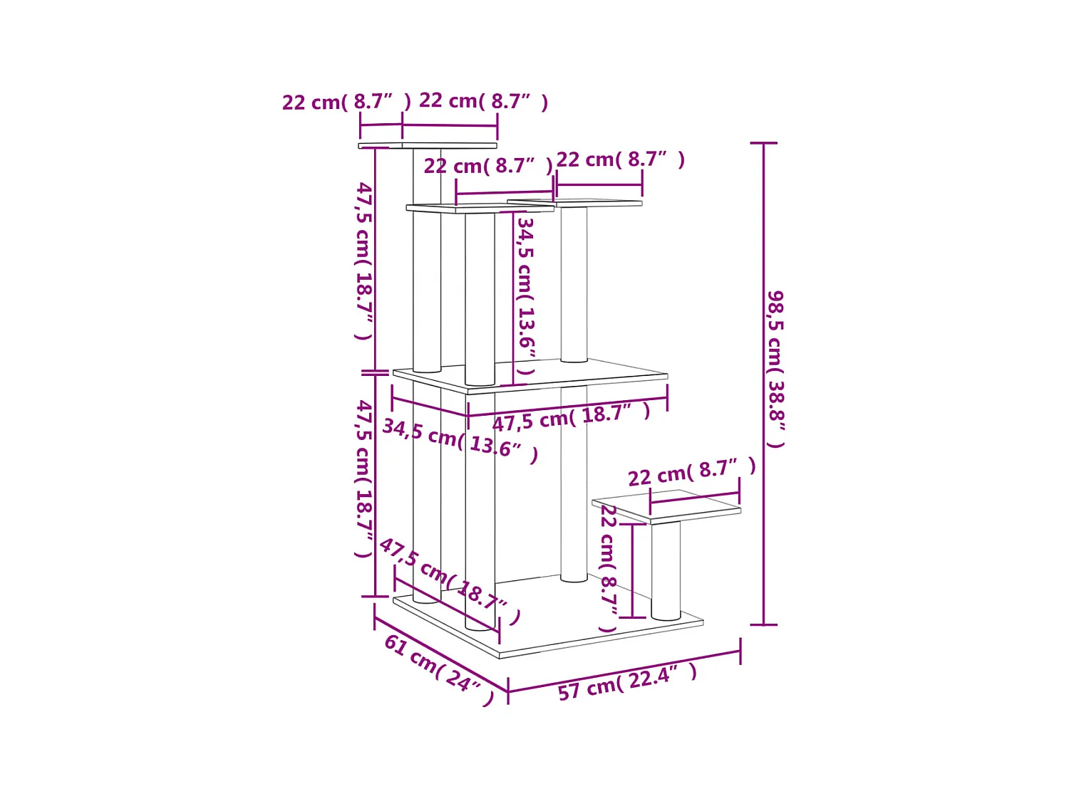 Vygra  Arbres à chat avec plates-formes crème 98,5 cm