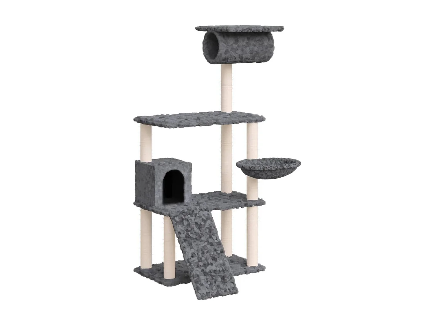 Yngvar  Arbre à chat avec griffoirs en sisal Gris foncé 131 cm