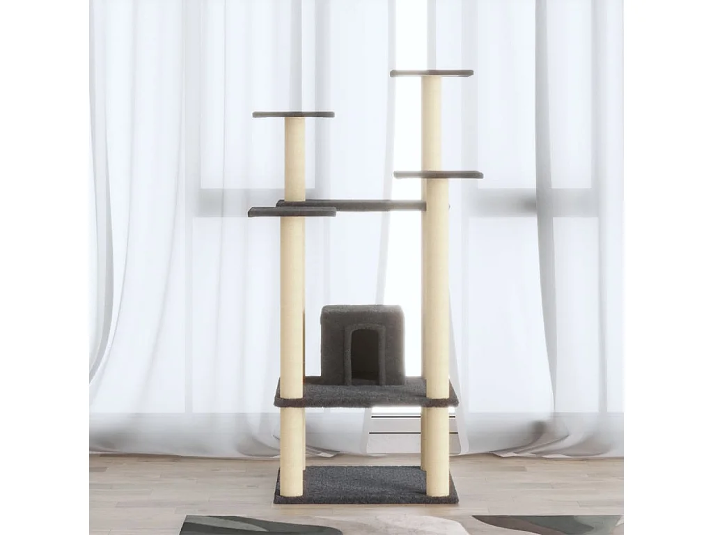 Jean-Paul-Antoine  Arbre à chat avec griffoirs en sisal Gris foncé 110 cm