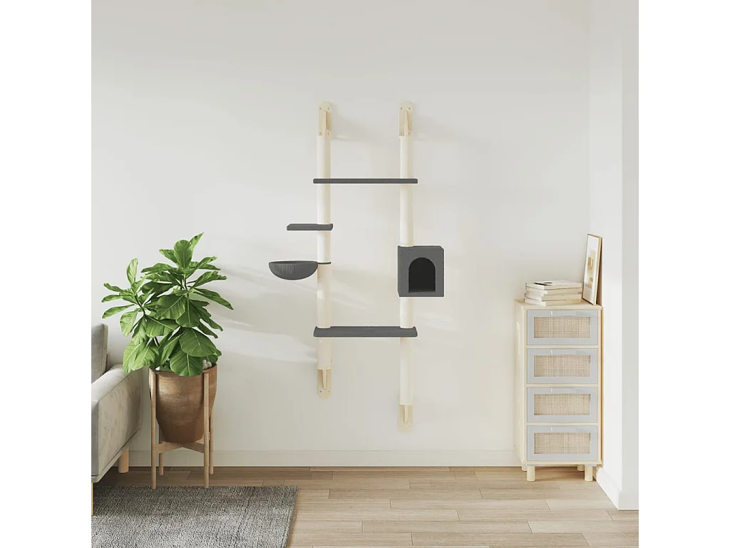 Prolenta Premium -  Arbre à chat mural avec griffoir gris foncé 180 cm