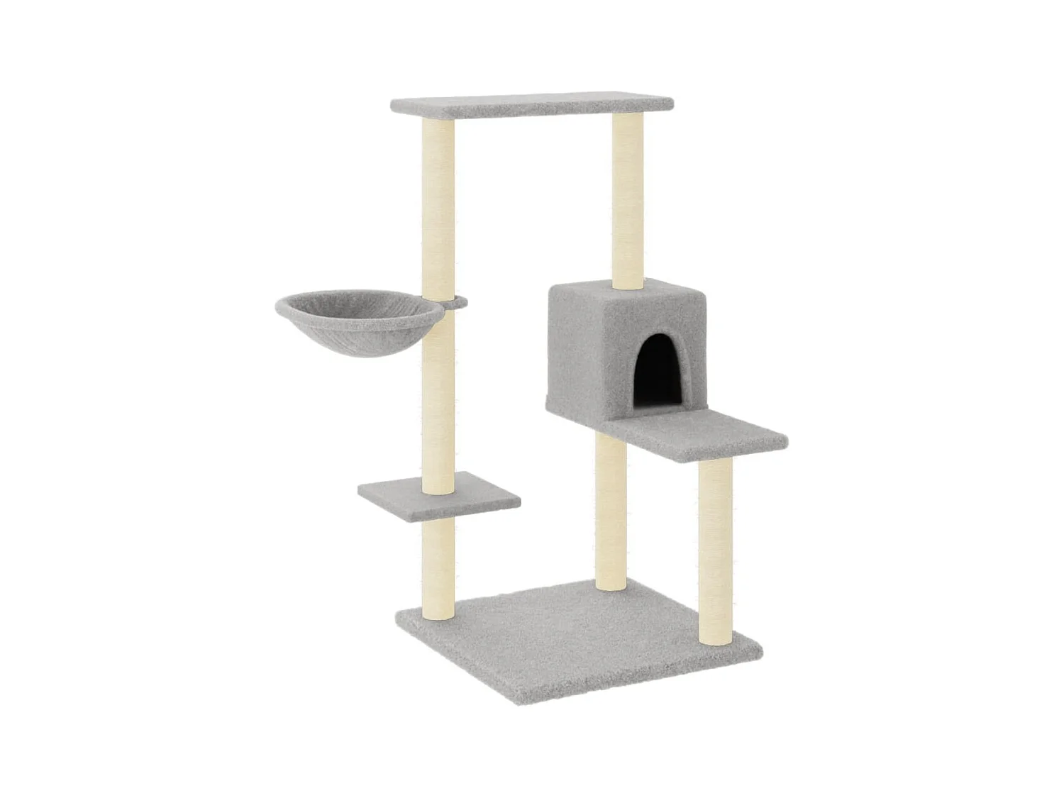 Jorva  Arbre à chat avec griffoirs en sisal Gris clair 95 cm