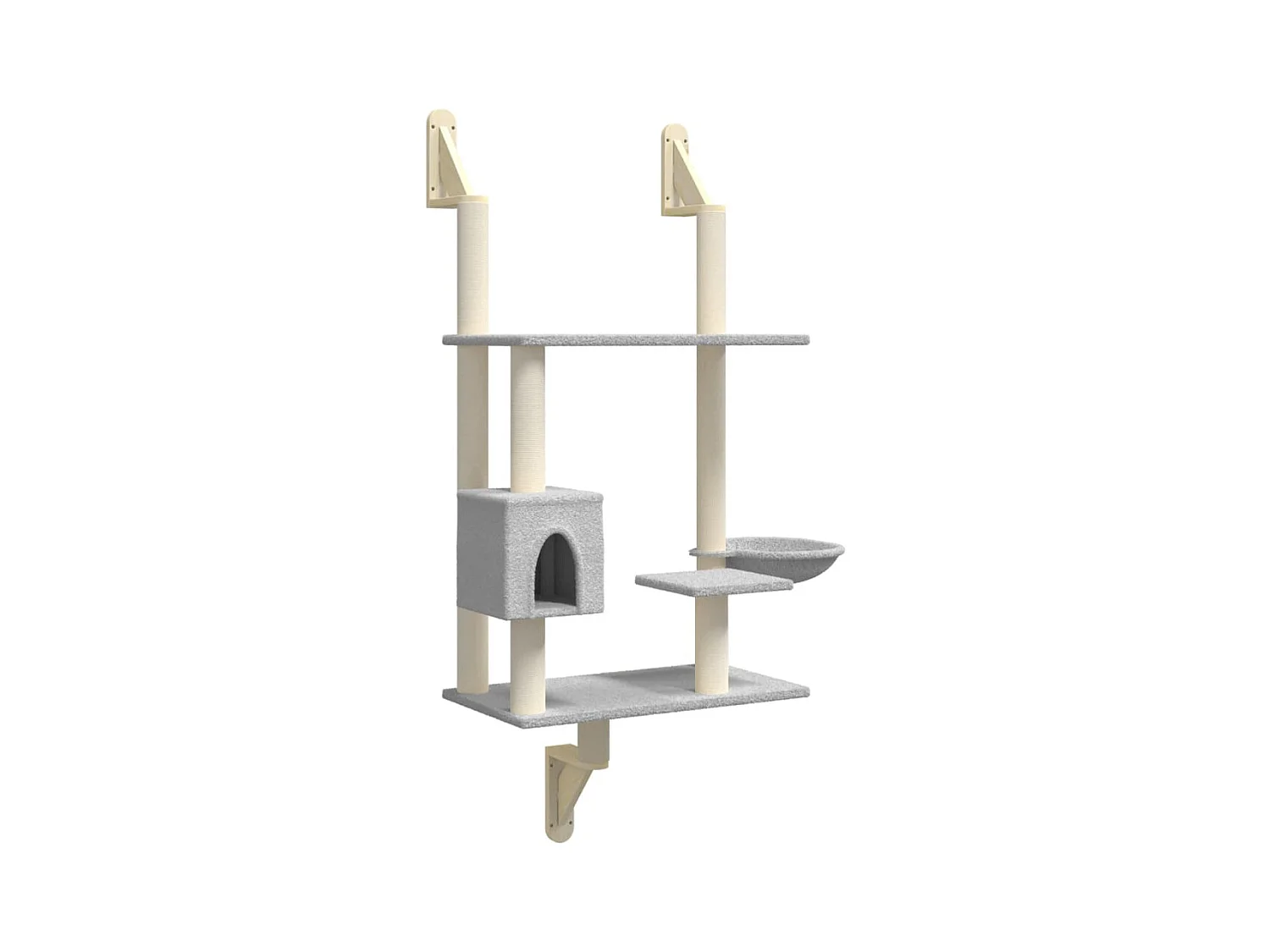 Prolenta Premium -  Kattenmeubel wandgemonteerd met krabpaal 153 cm lichtgrijs