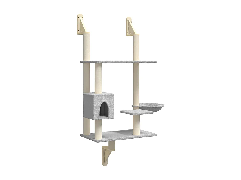 Prolenta Premium -  Kattenmeubel wandgemonteerd met krabpaal 153 cm lichtgrijs