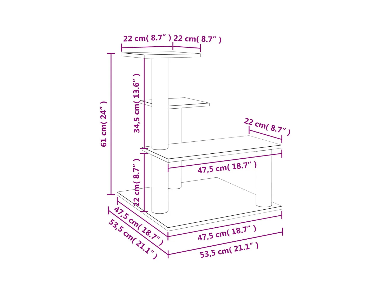 Ellisville  Arbre à chat avec griffoirs en sisal gris clair 61 cm