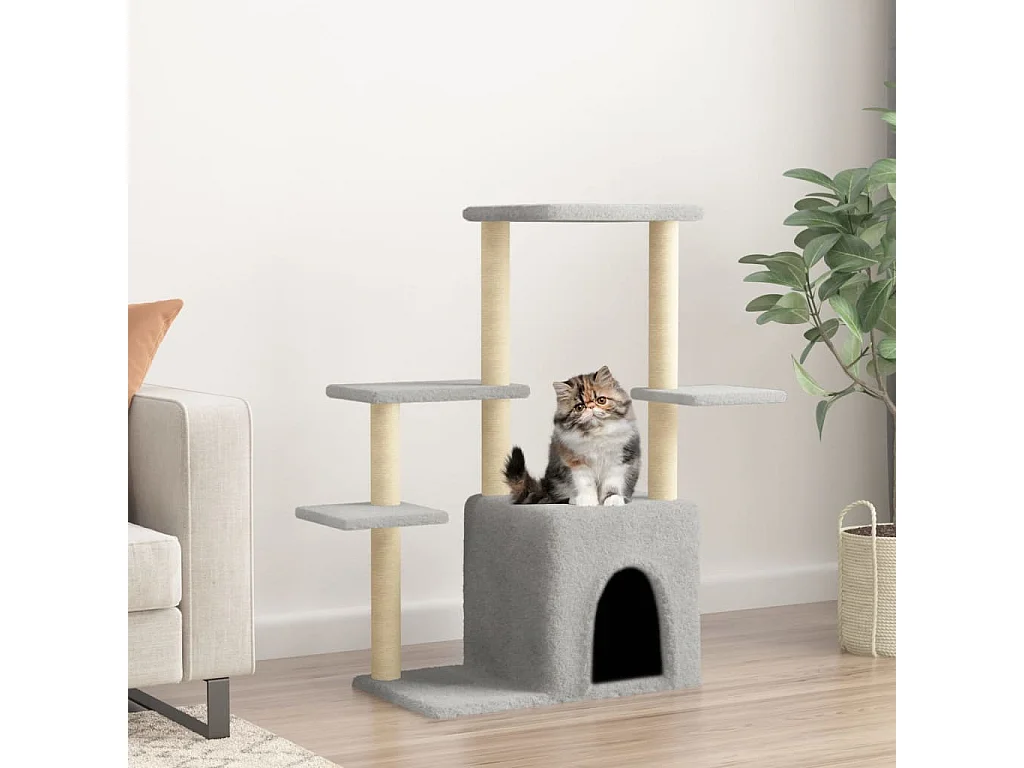 Lomrik  Arbre à chat avec griffoirs en sisal gris clair 97,5 cm