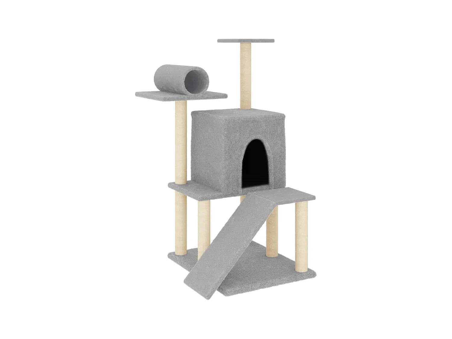 Jude  Arbre à chat avec griffoirs en sisal gris clair 110,5 cm