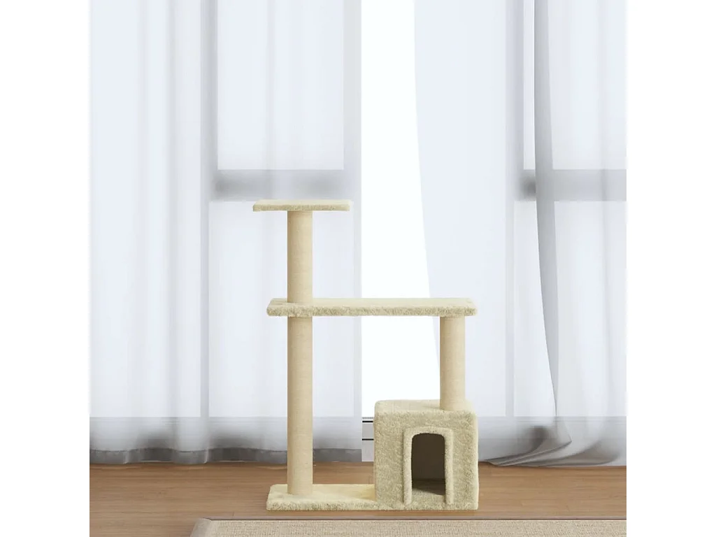 Elisa Luz  Arbre à chat avec griffoirs en sisal Crème 70 cm