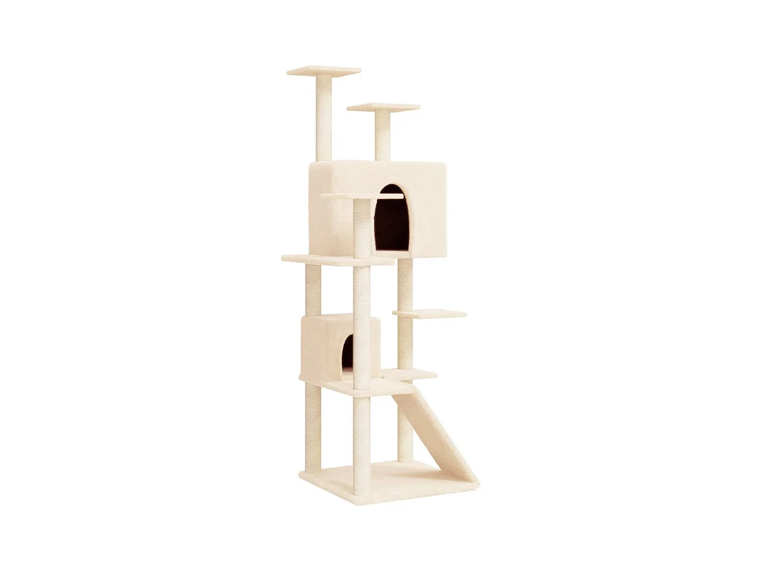 Hemet  Arbre à chat avec griffoirs en sisal Crème 153 cm