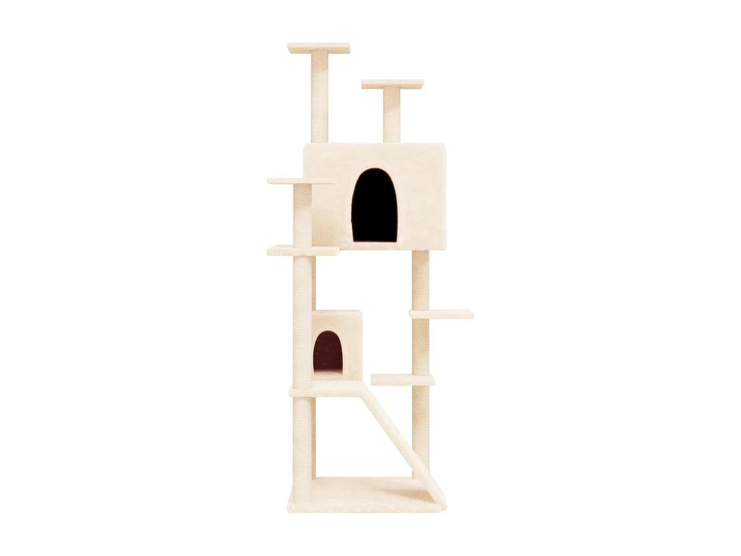 Hemet  Arbre à chat avec griffoirs en sisal Crème 153 cm