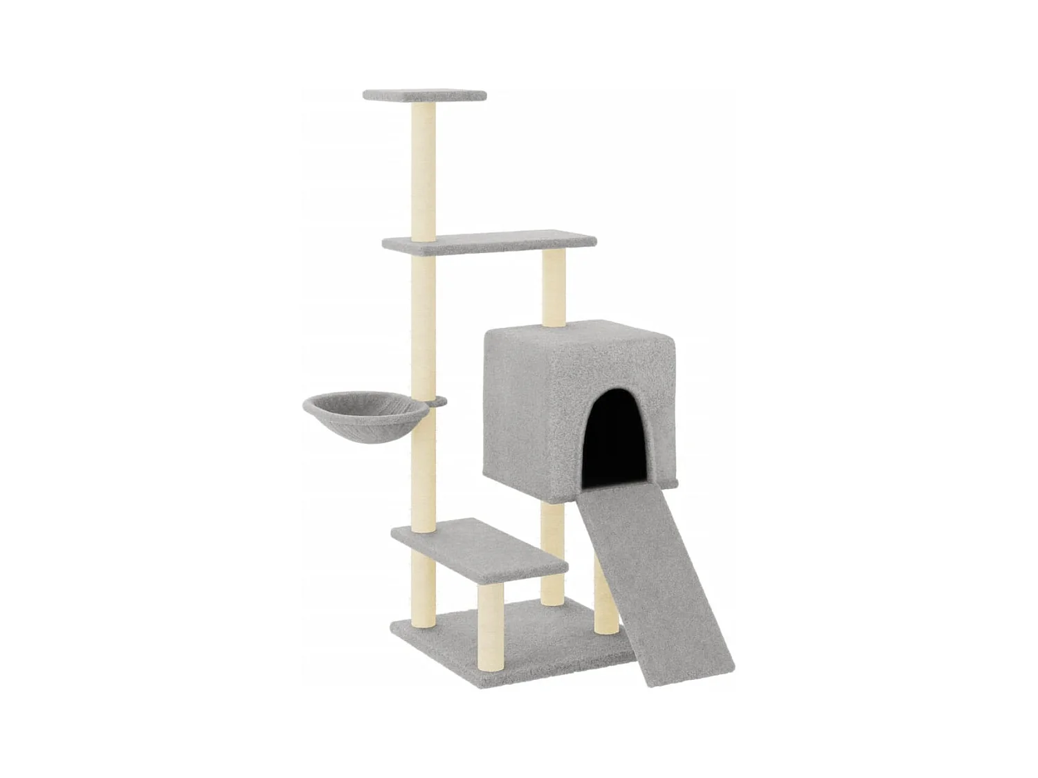 Louis-Pascal  Arbre à chat avec griffoirs en sisal gris clair 130,5 cm