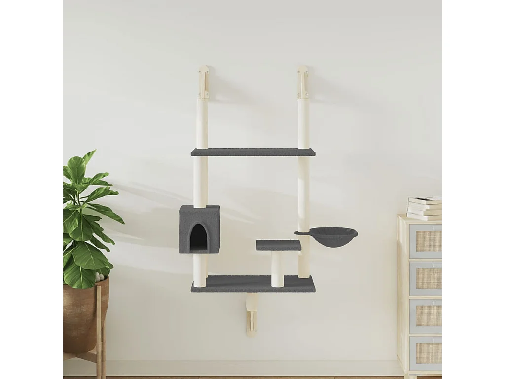 Prolenta Premium -  Arbre à chat mural avec griffoir gris foncé 153 cm