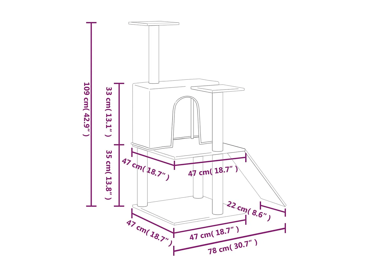 André-Gilles  Arbre à chat avec griffoirs en sisal Gris clair 109 cm