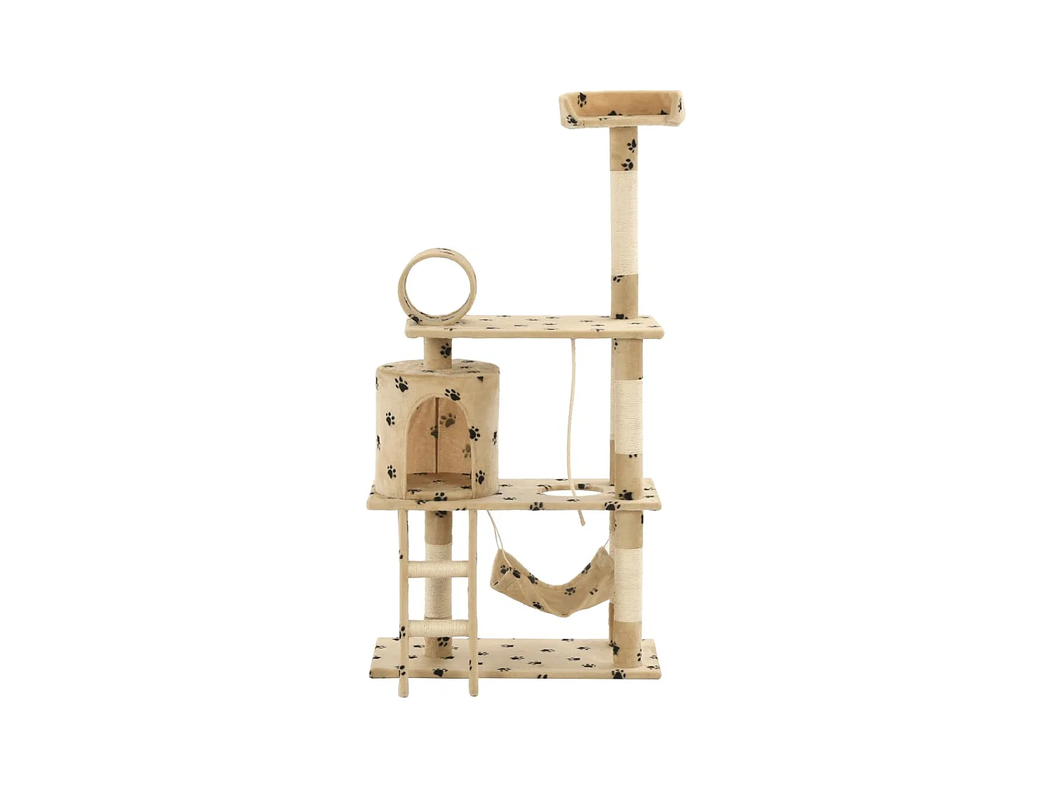 Serkan  Arbre à chat avec griffoir en sisal 140cm Beige Motif de pattes