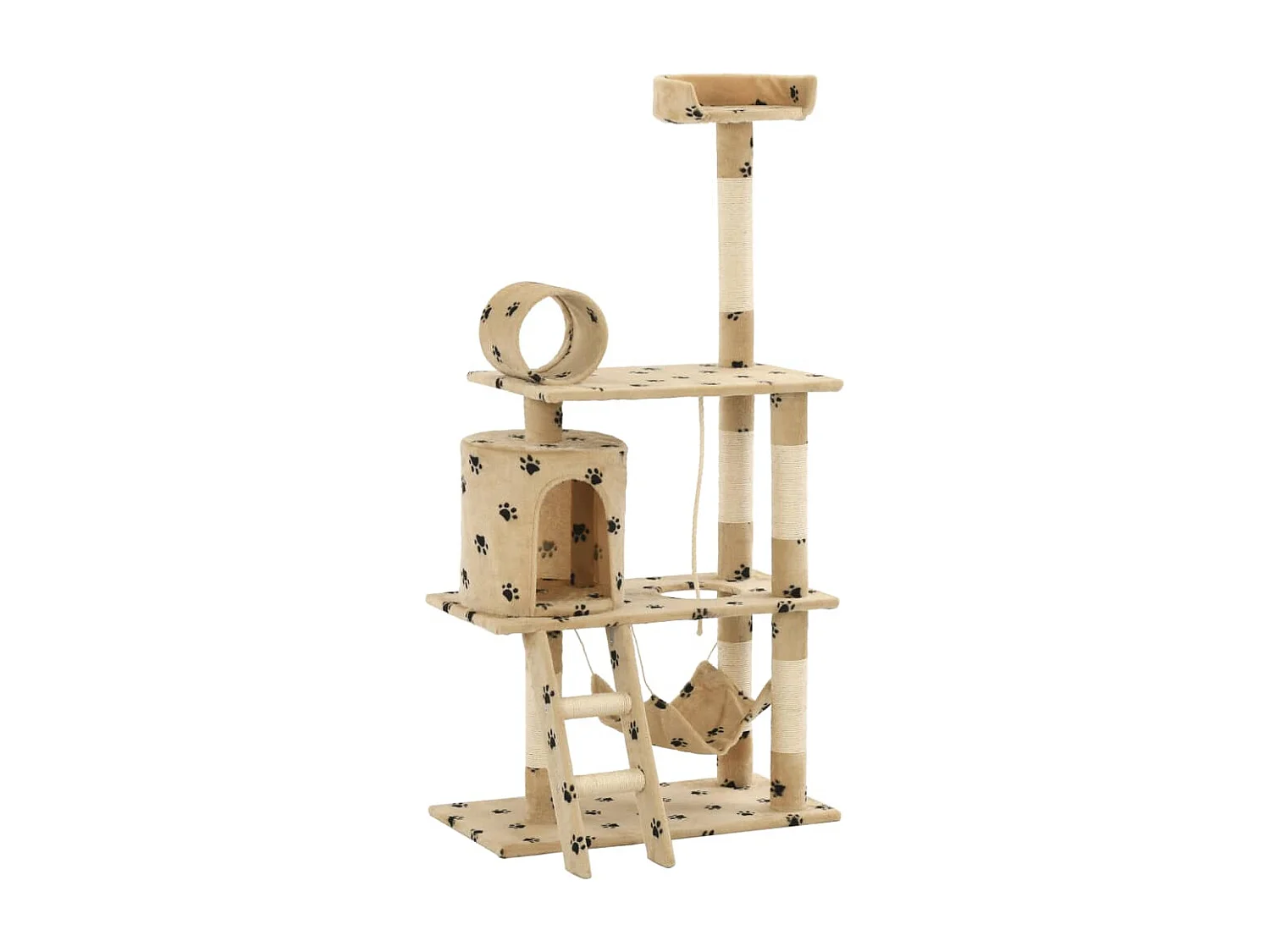 Serkan  Arbre à chat avec griffoir en sisal 140cm Beige Motif de pattes