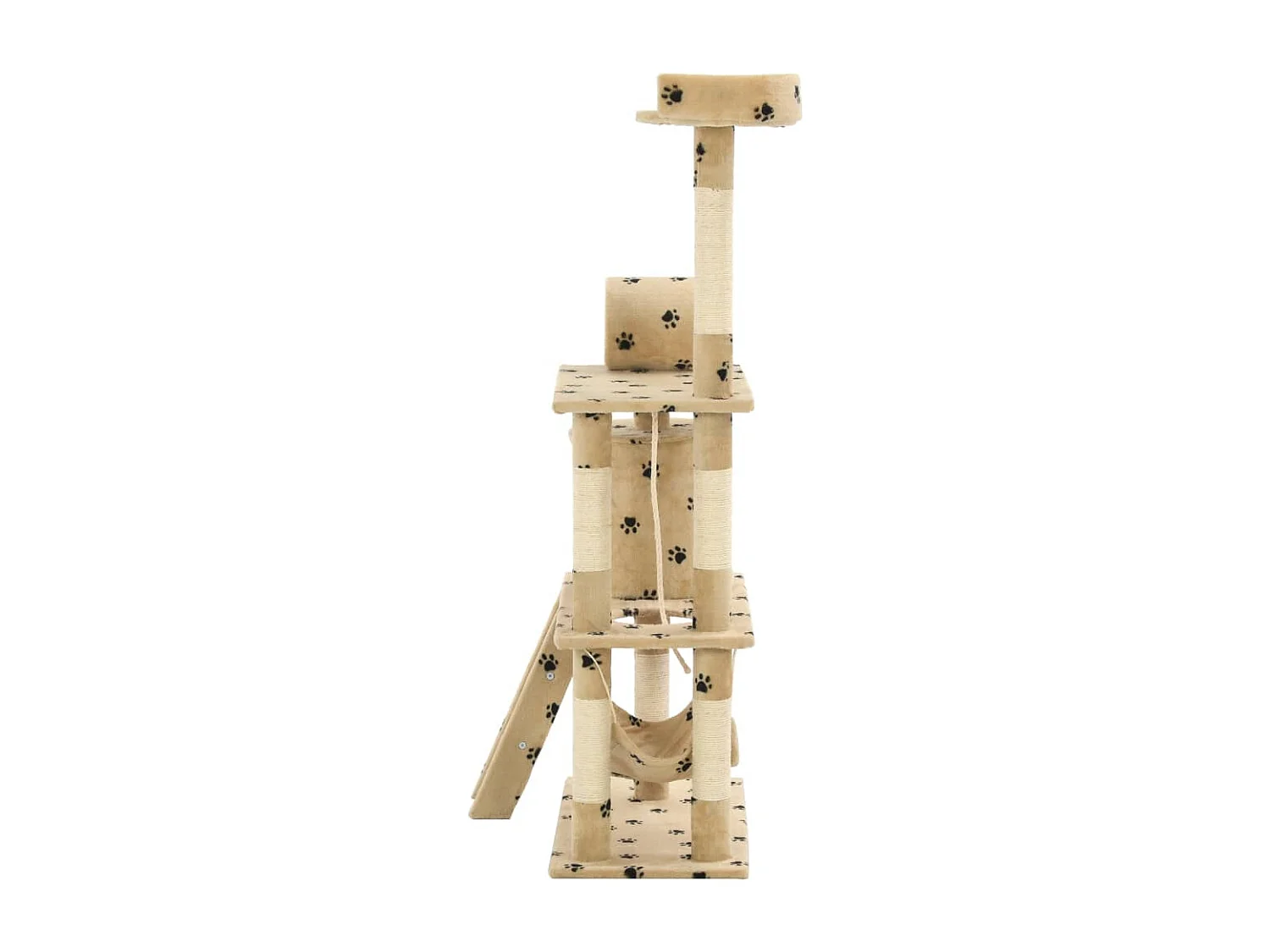 Serkan  Arbre à chat avec griffoir en sisal 140cm Beige Motif de pattes